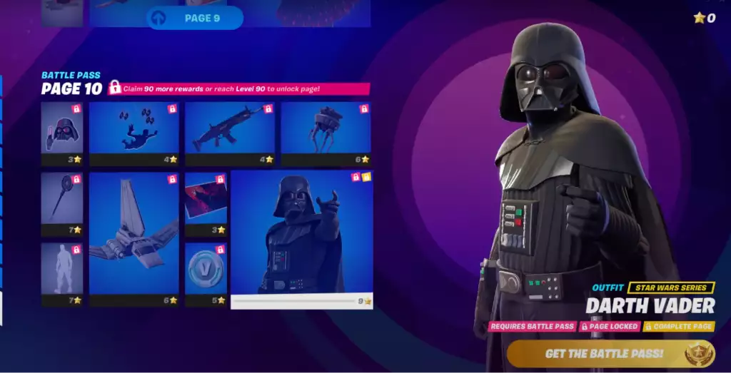 darth vader outfit fortnite battle pass rewards