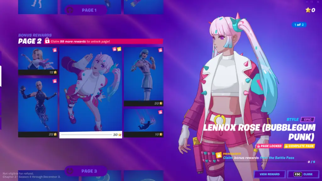 lennox rose bubblegum pink fortnite battle pass rewards