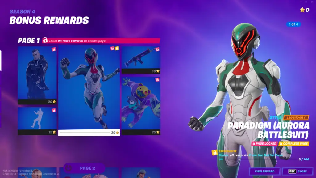 paradigm aurora battlesuit fortnite battle pass