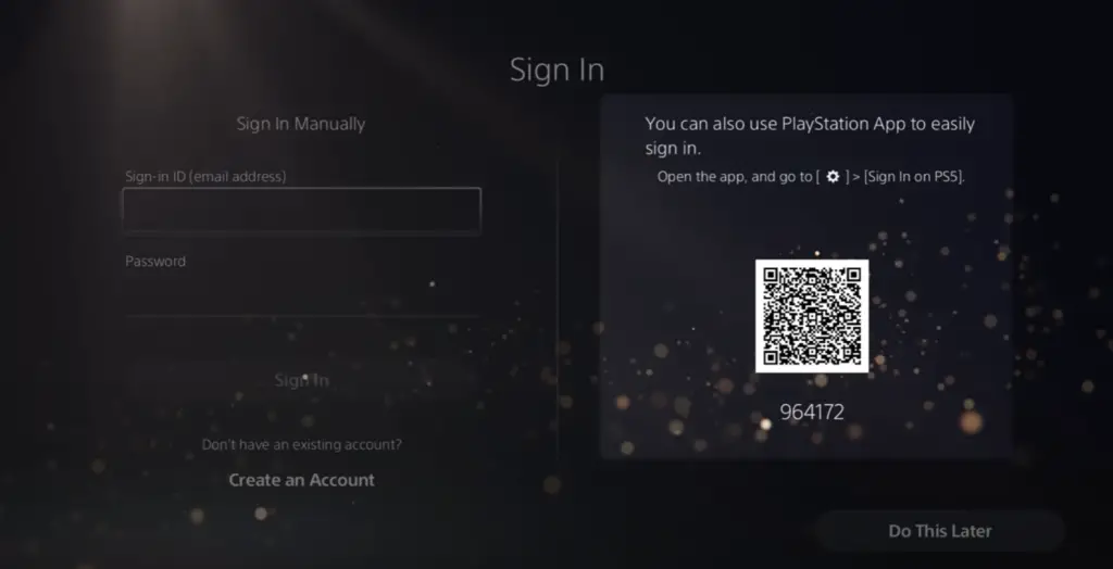 ps5 account login