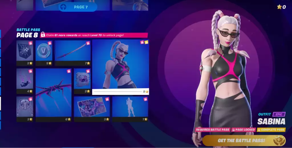 sabina outfit fortnite battle pass rewards