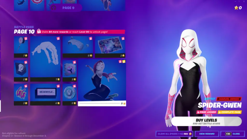 spidergwen outfit fortnite battle pass rewards