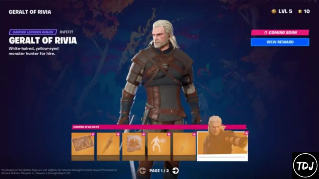 fortnite chapter 4 season 1 geralt of rivia