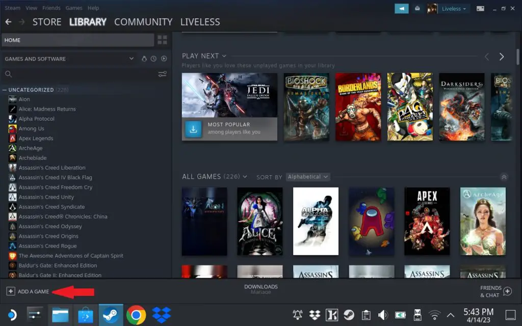 add a game to steam desktop client steam deck