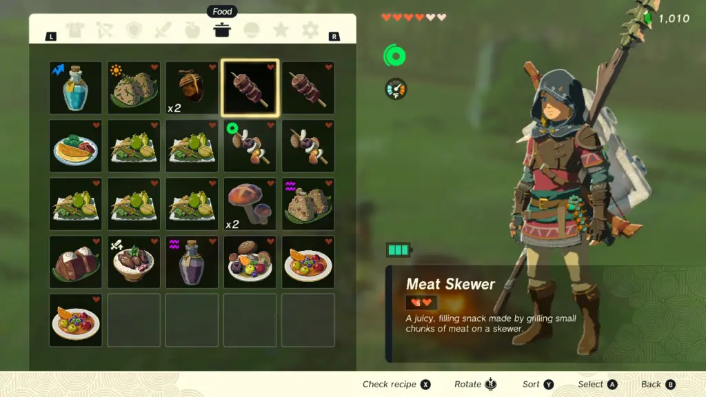 zelda totk status effect ingredients