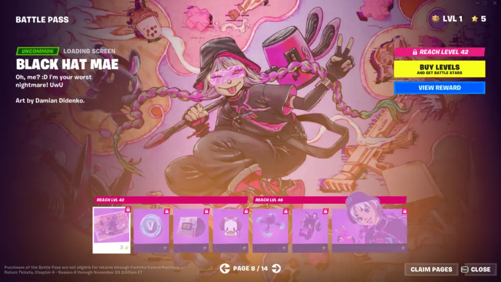 fortnite chatper 4 season 4 battle pass page 8