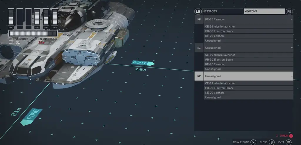 starfield how to assign weapons to groups