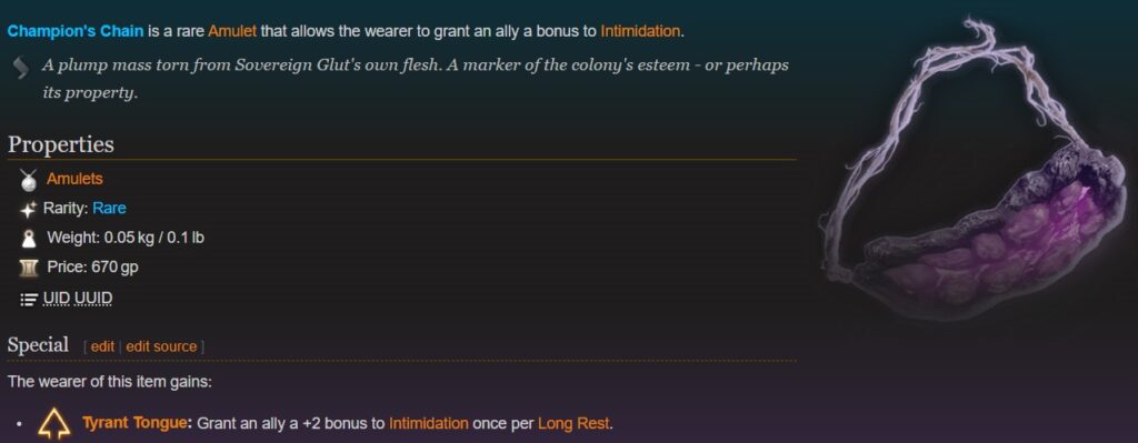 champion's chain amulet bg3