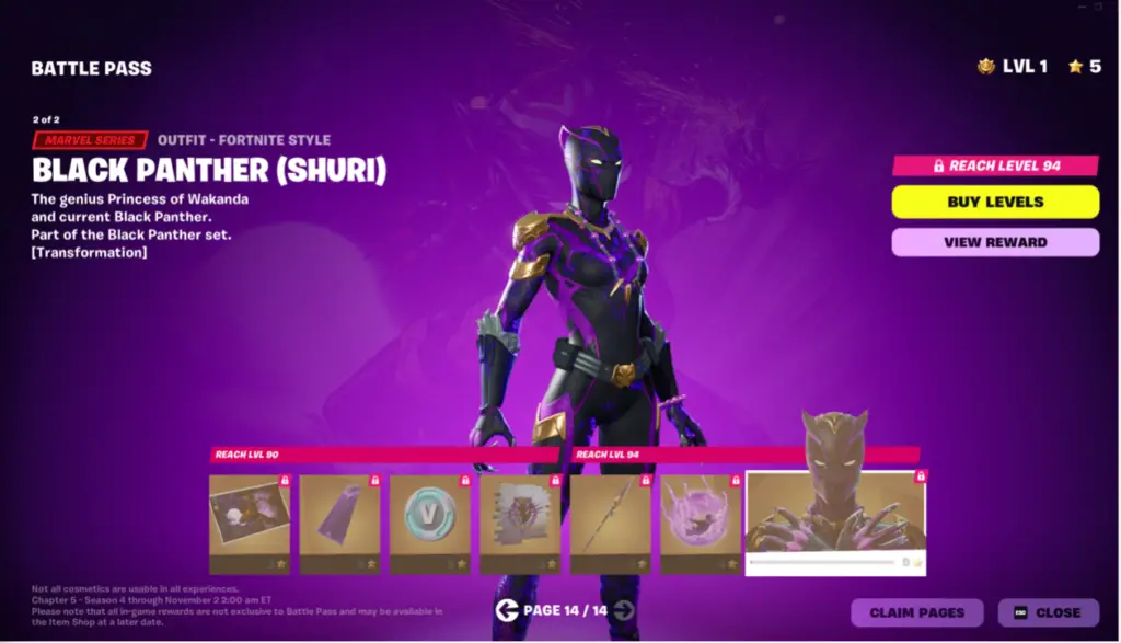 fortnite chapter 5 season 4 battle pass rewards page 14