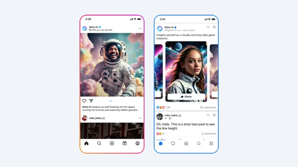 AI images in Facebook and Instagram feeds